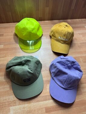 Women's baseball cap bundle, neon green, mustard,purple & army green
